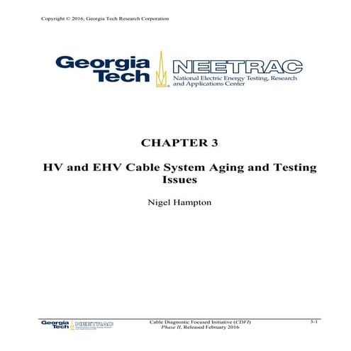 NEETRAC (Chapter 3: HV and EHV Cable System Aging and Testing Issues)