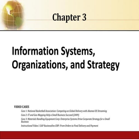 Chapter 3 information systems organizations and strategy