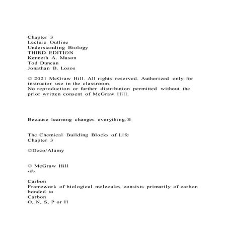 Chapter 3Lecture OutlineUnderstanding BiologyTHIRD EDITION