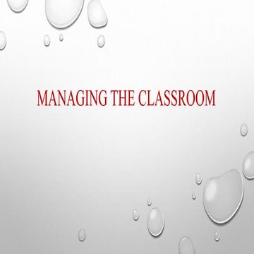 Managing the Classroom