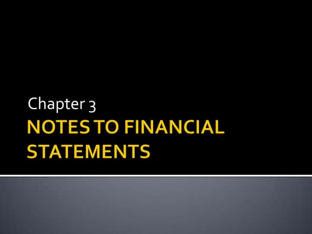 Chapter 3 notes to financial statements