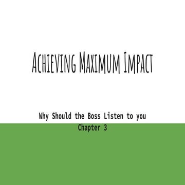 Achieving Maximum Impact