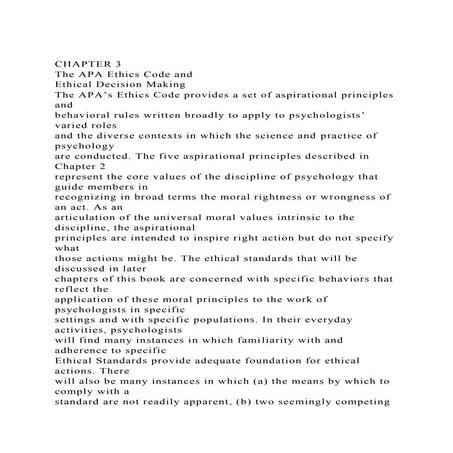 CHAPTER 3The APA Ethics Code andEthical Decision MakingThe A.docx