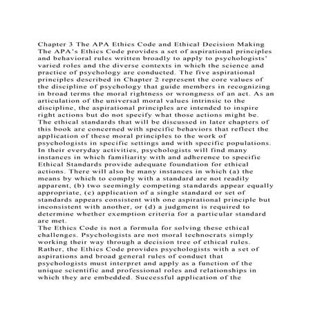 Chapter 3 The APA Ethics Code and Ethical Decision MakingThe APA.docx