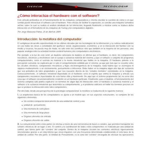 ¿cómo interactúa el Hardware con el Software?