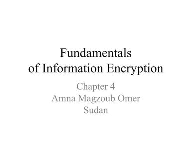 Fundamentals of Information Encryption