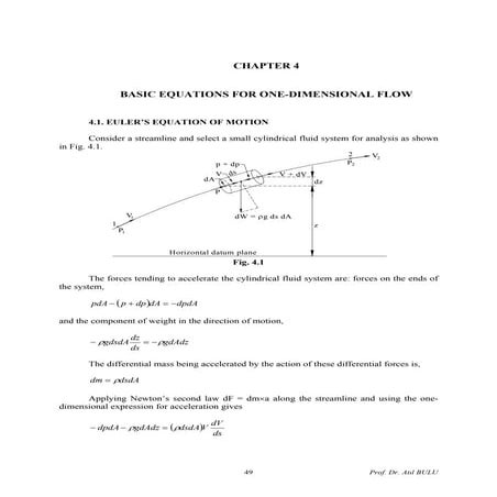 BASIC EQUATIONS FOR ONE-DIMENSIONAL FLOW (Chapter 04)