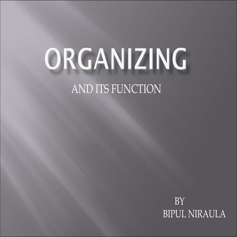 THE ORAGANIZING FUNCTION