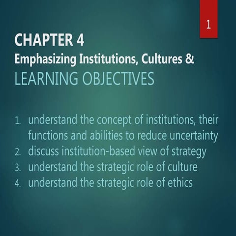 GBS CH 4 EMPHASIZING INSTITUTIONS, CULTURES, ETHICS