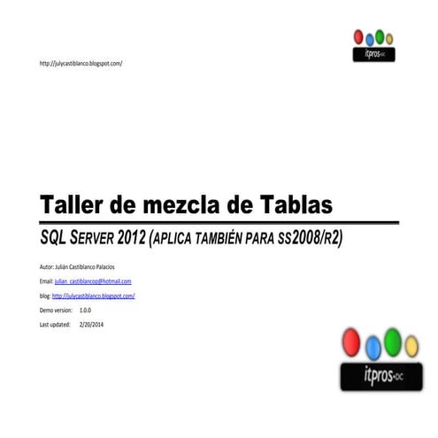 Taller básico de JOINS, SUBQUERYING, APPLY, CTE