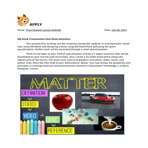 Chapter 4, 5, and 7 activity