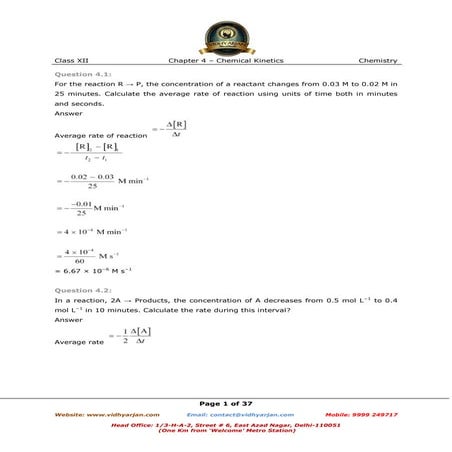 Chapter 4 chemical kinetics