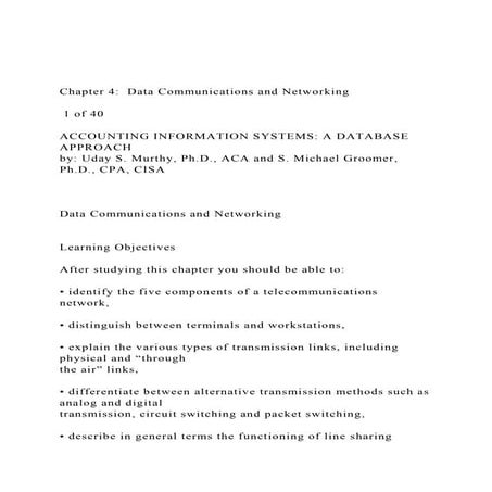 Chapter 4 Data Communications and Networking 1 of 40 .docx