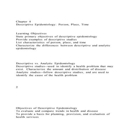 Chapter 4Descriptive Epidemiology Person, Place, TimeLe