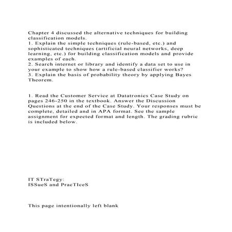 Chapter 4 discussed the alternative techniques for building classi.docx