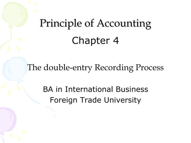 Chapter 4 double entry recording process