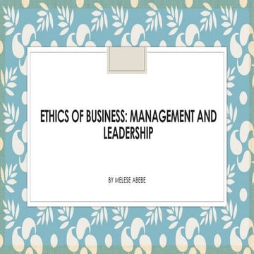chapter four Ethics of Business power point