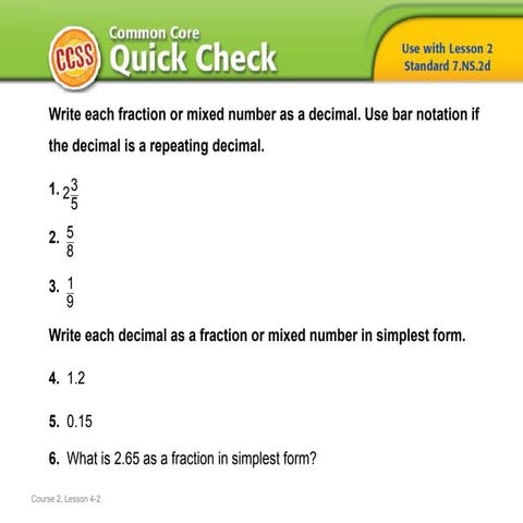 (7) Lesson 4.2 - Compare and order Rational Numbers