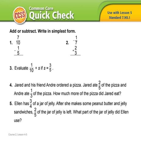 (7) Lesson 4.5 - Add and Subtract Mixed Numbers