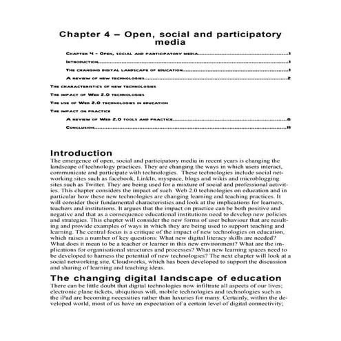 Chapter 4 open, social and participatory media v2