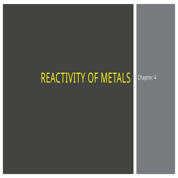 Form 3 Science Chapter 4 Reactivity of Metals | PDF