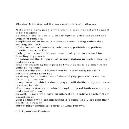 Chapter 4 Rhetorical Devices and Informal FallaciesNot su.docx