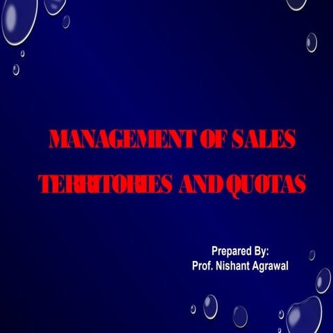 Chapter 4 Management of Sales Territories and Quotas