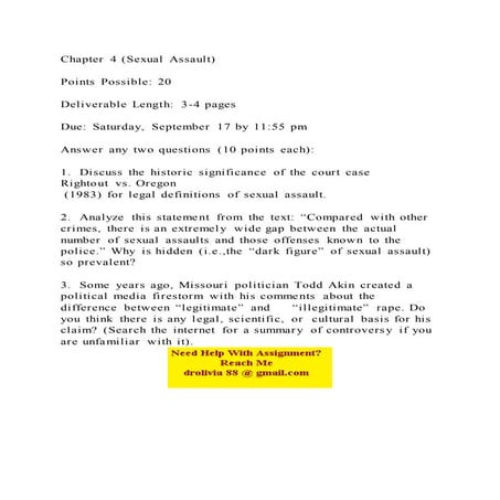 Chapter 4 (Sexual Assault)Points Possible 20Deliverable Len.docx