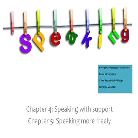 Chapter 4 speaking with support and  chapter 5 speaking more freely