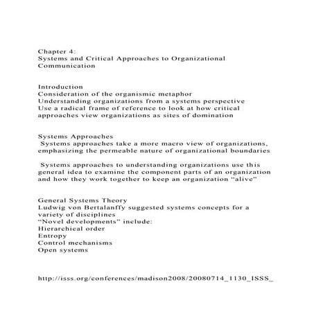 Chapter 4Systems and Critical Approaches to Organizational Co.docx