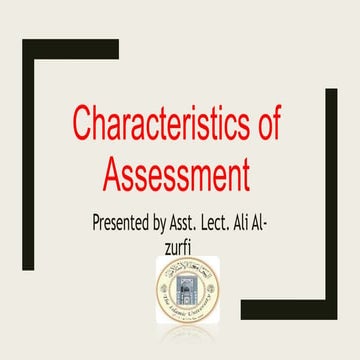 Characteristics of Assessment 