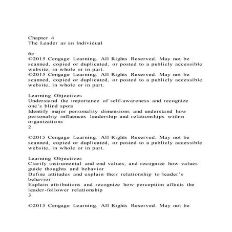 Chapter 4The Leader as an Individual6e©2015 Cengage Lear