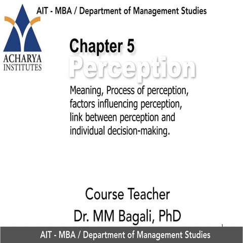 Perception and How do we judge people and manage organisation