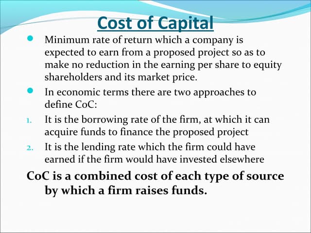 Chapter 5   cost of capital sml 401 btech
