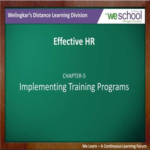 Implementing Training Programs