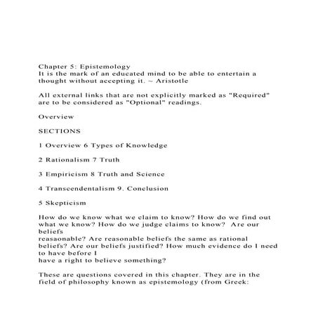Chapter 5 EpistemologyIt is the mark of an educated mind .docx