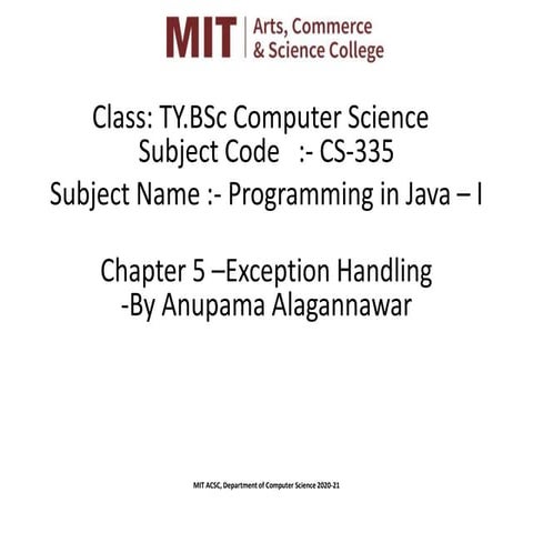 CHAPTER 5 EXCEPTION HANDLING - ppt download