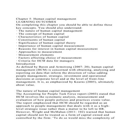 Chapter 5 Human capital managementLEARNING OUTCOMESOn complet.docx