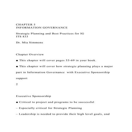 CHAPTER 5INFORMATION GOVERNANCEStrategic Planning and Be.docx