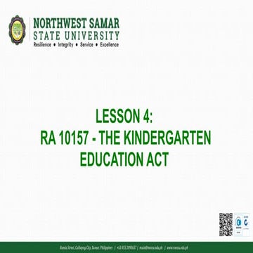 R.A 10157 - The Kindergarten Education Act
