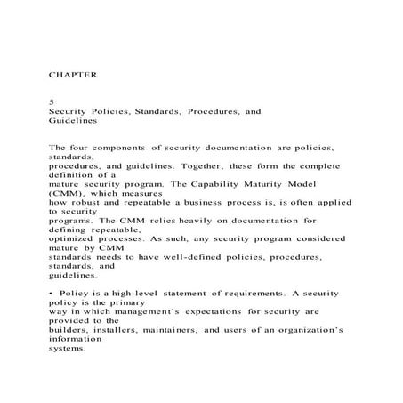 CHAPTER  5 Security Policies, Standards, Procedures, a