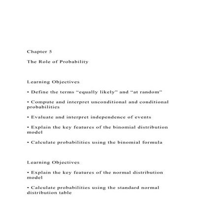 Chapter 5The Role of ProbabilityLearning Objec.docx