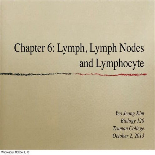 Chapter 6: Lymph, Lymph Node and Lymphocyte