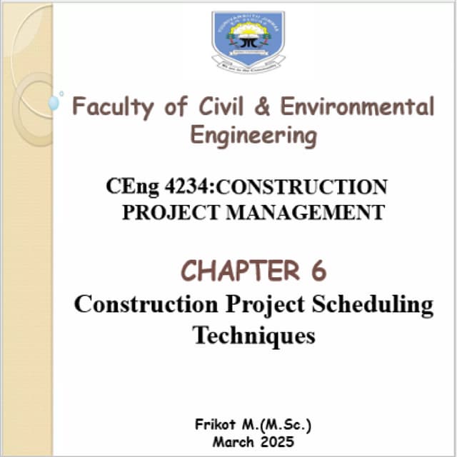 chapter 6.Construction project scheduling techniques pdf