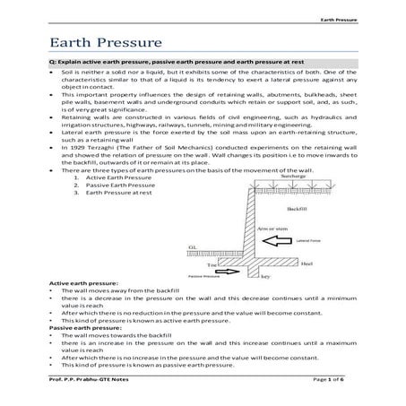 Chapter 6 earth pressure