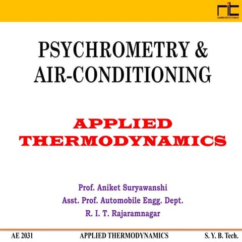 Chapter 6  Psychrometry & Air-Conditioning