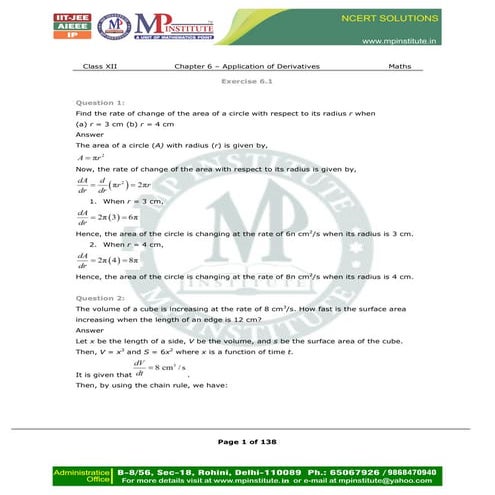 Chapter 6 application_of_derivatives | PDF