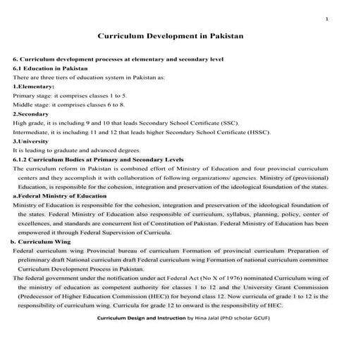 Curriculum development processes in Pakistan 