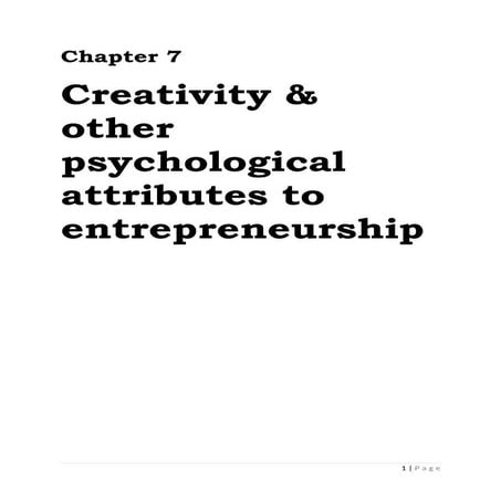 Hand book of entrepreneurship: Chapter 6- Creativity and other psychological ...