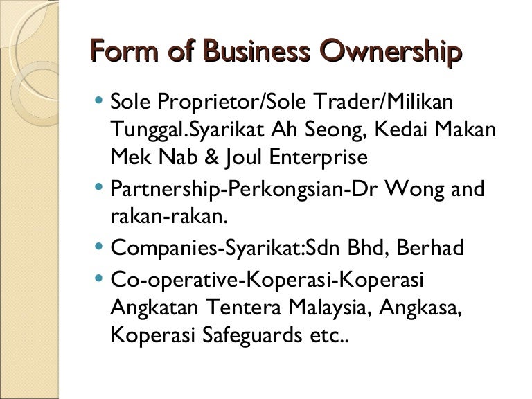 types of business ownerships